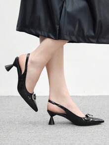 CUCCOO BIZCHIC Women's Pointed Toe Buckle Design Elegant High Heels, Suitable For Daily Commute - Black - View 4
