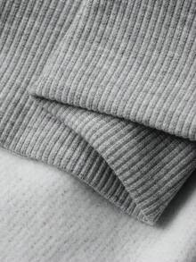 DAZY 男士纯灰色保暖圆领卫衣套装，秋冬季 - 灰色 - 查看 7