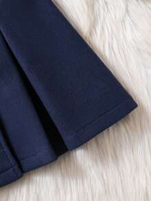 SHEIN Elladie kids Young Girls Black Double-Breasted Ruffled Collar Overcoat - Royal Blue - View 3