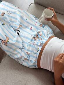 Aloruh 女士低腰长款海星印花裤，适合春夏度假穿着 - 藍白色 - 查看 6