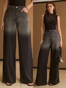 MOTF PREMIUM WOMEN'S ELEGANT OMBRE DENIM JEANS - Black - View 7