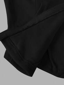 Tween Girls 2pcs Solid Drawstring Hoodie Top And Wide Leg Pants Set, Casual For Spring/Autumn, Daily Wear - Black - View 18