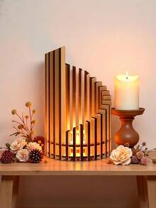1 chiếc giá nến gỗ nhiều tầng thủ công, vân gỗ tự nhiên, thiết kế tinh tế tạo không gian lãng mạn cho ngôi nhà, vật trang trí trung tâm, quà tặng Ngày của Mẹ. - Nhiều màu - Xem 5