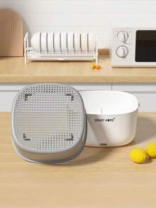 Teckwe 1 Piece Ultrasonic Automatic Cleaning Quick Drainage Portable Lightweight Compact Design Matte White Upper Layer Draining Lower Layer Water Storage Household Fruit And Vegetable Cleaner Drain Basket Suitable For Mother's Day Busy Office Workers Family Gatherings Daily Kitchen Use Spring And Autumn