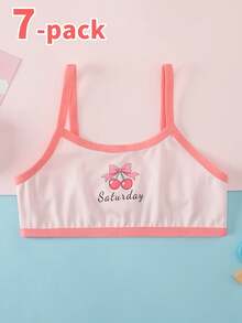 7 Pack Young Girls Undershirt,Sleeveless Tank Tops With Weekday Prints,Pastel Colors Round Neck Layering Camisole For Everyday Casual Wear & Gifts - Multicolor - View 8