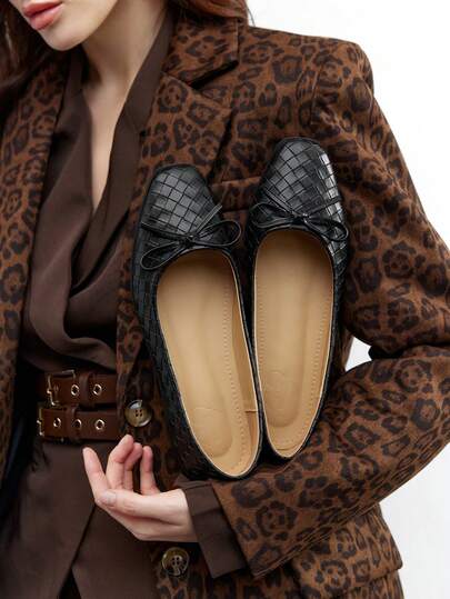 CUCCOO BIZCHIC Ballerines décontracté pour femmes de couleur unie avec décoration nœud