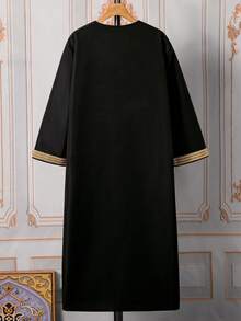 SHEIN Tween Boy Elegant Gold-Trimmed Long Robe Shirt, Spring/Summer