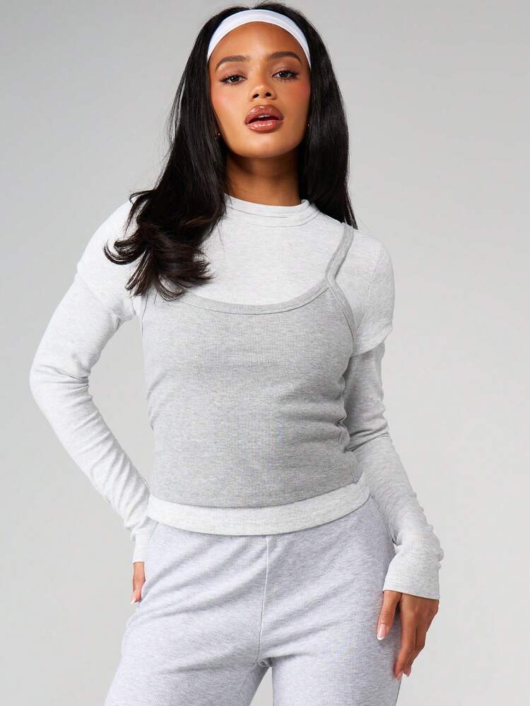 MISSGUIDED Triple Layered Ribbed High Neck Long Sleeve Top With Layered Styling And Fitted Silhouette For Fall Winter