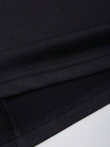 Vestido mini de línea A con cintura ajustada, hombros descubiertos, mangas con lazo asimétrico, adecuado para ir a trabajar, viajar y uso diario, primavera/verano - Negro - Ver 5
