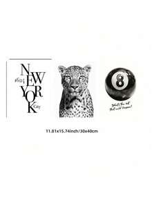 1/3pcs Frameless Set Of 3 Black White Leopard Print Wall Art, Stockholm Modern Aesthetic Poster, Y2K Animal Pattern Print, Chic Apartment Decor For Living Room, Bedroom, Dorm | Scandinavian Style, Room Decor, Vintage Prints, Dorm Essentials - Multicolor - View 27