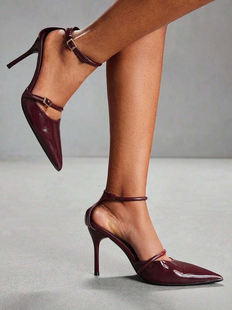 CUCCOO SZL Women's Pointed Toe Buckle Design Everyday Versatile Fashion High Heels For Christmas