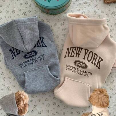 印花狗狗连帽衫卫衣，保暖衣物，适合小型和中型犬，吉娃娃外套，幼犬服装，猫咪服装