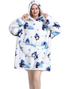 1 Stück dicke Flanell Kapuzen TV Decke, ultra weiche umkehrbare Sherpa Woll Tragbare Decke, Oversized langärmelige Wolldecken Jumpsuit, Flanell Pyjama, TV Decke, Decke, TV Decke, Outdoor kältebeständige Kapuzen Heim Kleidung Decke (Paar/Heim Kleidung), warme Winter Paar Taschen Schlafdecke, Neujahrgeschenke