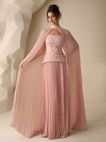 Coutiva High-End Embroidered Fitted Dress, Elegant Lady Style - Pink - View 4