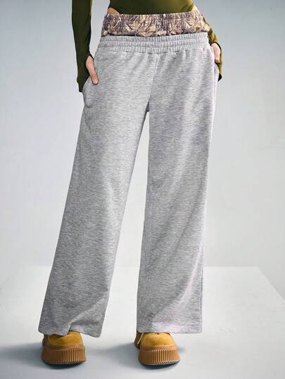 Grunge Punk Pantalones de chándal holgados con cintura estampada con árbol muerto en estilo vintage patchwork