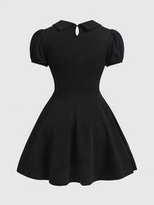 ROMWE Gothic Style Red Heart Embroidery Pattern Women Mini Dress - Black - View 2