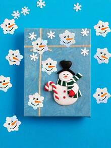 500pcs/Roll Holographic Laser Snowman Graffiti Stickers, Silver Laser Envelopes & Magazines Decorative, Holiday Party DIY Decor Supplies, Waterproof & Removable For Christmas, New Year,For School Supplies,Back To School - Multicolor - View 5