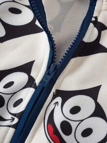 SHEIN Felix The Cat Baby Boy Casual Cartoon Pattern Zip-Up Sweatshirt, Autumn - لون مشمشي - مشاهدة 4