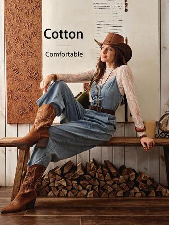 Wildy Mono informal de estilo campestre para mujer con bolsillos, versátil para uso diario, para todas las estaciones