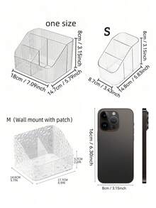SHEIN 1 件桌面化妆品收纳盒，亚克力透明塑料盒，格子口红盒，化妆刷桶，浴室收纳盒 - 無色 - 查看 6