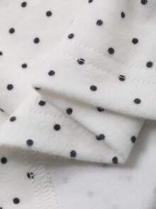 FRIFUL 女士圆领波点修身前襟交叉系带休闲T恤，白色波点上衣 - 白色 - 查看 9