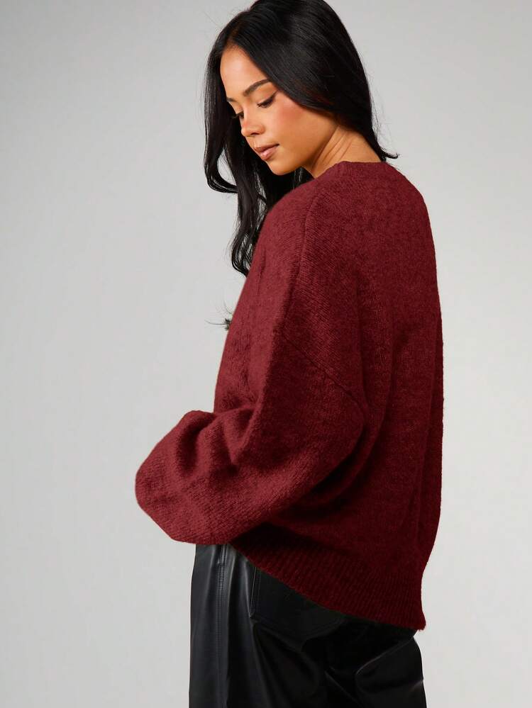MISSGUIDED Oversized Chunky Knit Jumper With Dropped Shoulders And Textured Hairy Yarn For Cozy Winter Layering