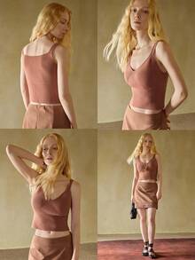 MOTF STUDIO FALL WINTER SOLID CROP RIBBED KNIT TOP - Baby Pink - View 6