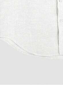 DAZY 男士亚麻质感水洗竹纤维纯白色休闲衬衫，春秋季 - 白色 - 查看 3