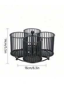 Giá đựng dao kéo xoay 360°, giá đựng dụng cụ nhà bếp, giá đựng dao kéo 4 ngăn, giá đựng dụng cụ để bàn cho thìa, dao, muỗng và dĩa, khay đựng dao kéo để bàn cho các bữa tiệc - màu đen - Xem 3