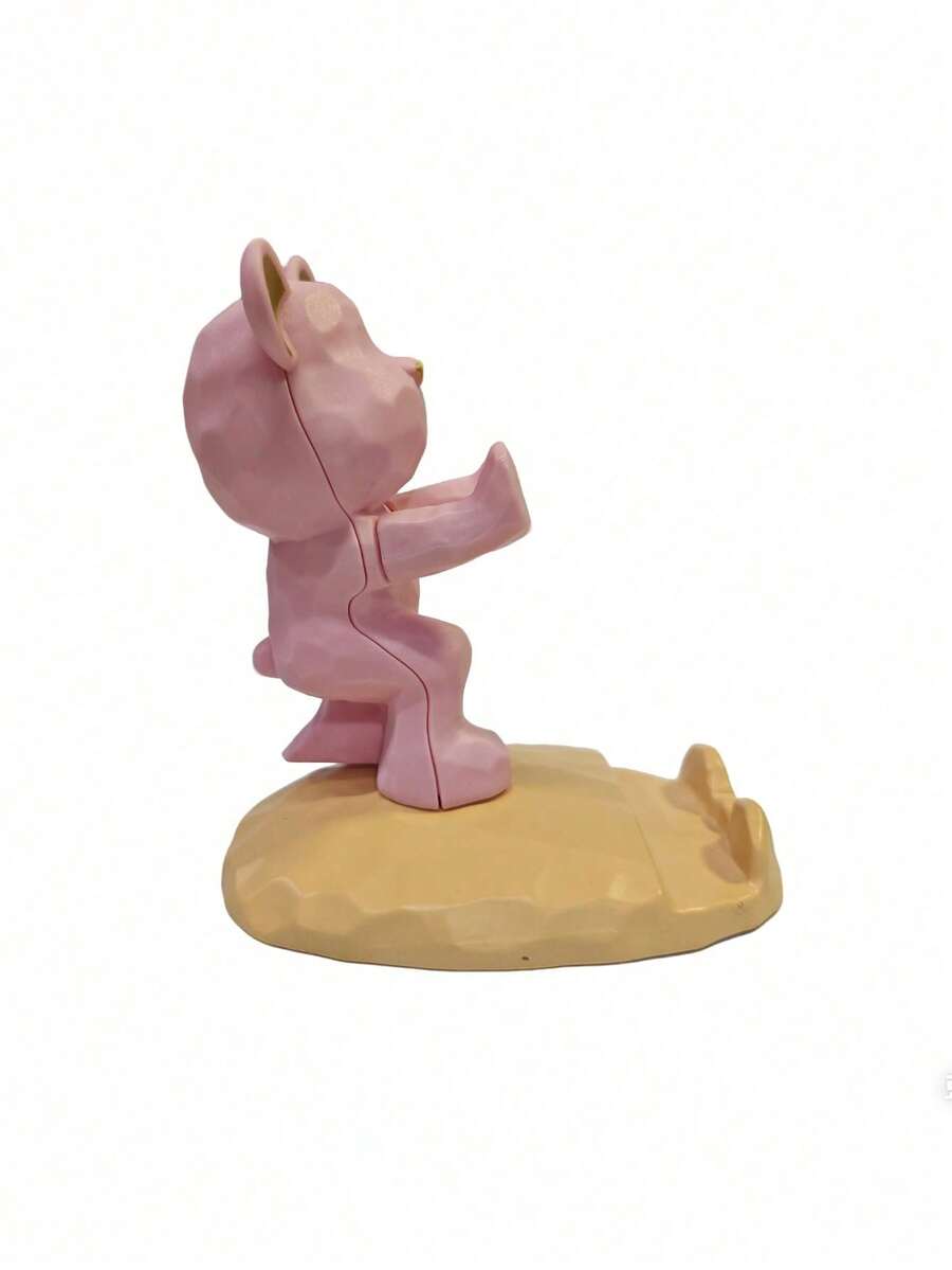 1pc Cartoon Bear Shaped Phone Stand, Compatible With Both Mobile Phones And Tablets, Suitable For Office Desktop, Bedside, Living Room, Study, Bedroom, Gifts, Etc.! Back To School - Pink push - View 1