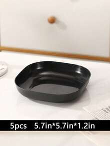 1/5/10/20 piezas Platos de cena de plástico, platos de vajilla de plástico cuadrados reutilizables negros, para el hogar, la cocina, el restaurante, el dormitorio, el camping y el picnic, platos cuadrados profundos y ligeros, platos de cena irrompibles, platos para ensaladas, cuencos para aperitivos, para servir platos, postres, aperitivos y huesos de pollo, cocina - Multicolor - Ver 11