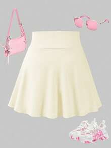 Girls' Casual Versatile Sports & Ballet Dance Leggings Skirt - Apricot - View 2