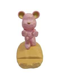 1pc Cartoon Bear Shaped Phone Stand, Compatible With Both Mobile Phones And Tablets, Suitable For Office Desktop, Bedside, Living Room, Study, Bedroom, Gifts, Etc.! Back To School - Pink push - View 6