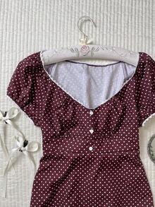 CovetEZ Brown Polka Dot Casual Shirt For Women, Summer