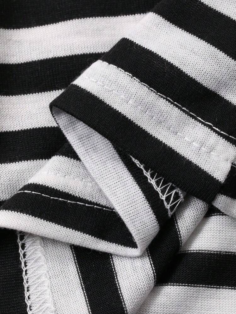 Women's V-Neck Long Sleeve Casual T-Shirt With Tie-Up Stripes And Open Back