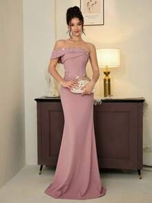 Poshira 女士鸡尾酒会礼服 - 藕粉色 - 查看 5