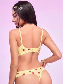 Notgurli 女士樱桃印花无缝内衣套装 - 彩色 - 查看 2