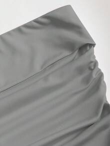Sweetra 3件套女士纯色褶皱开衩设计休闲百搭抹胸上衣 - 彩色 - 查看 3