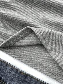 Teen Girls Solid Color Star Pattern Pleated Camisole, Suitable For Casual Wear, Winter Cute Tops - Light Grey - View 4