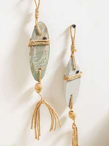 Madebyblanc 1件地中海风格创意渔网小鱼串挂饰，海洋风悬挂装饰，家居背景墙渔网装饰，适合家庭庭院装饰 - 彩色 - 查看 2