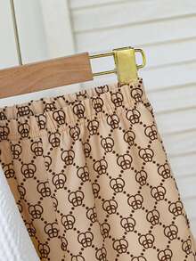 Infant/Toddler Boys' Classic Bear Pattern Embroidered & Letter Embroidered Crew Neck Textured Long Sleeve Top, And Patterned Cuffed Pants, Casual Versatile, Fashionable, Suitable For Spring, Autumn - Multicolor - View 8