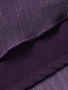 Dazy Plus Elegant Purple Long Chiffon & Contrast Lace Cinched Waist Dress, Shawl Collar, Spring/Summer - Violet Purple - View 4