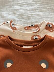 男婴可爱卡通图案针织长袖上衣和裤子贴身睡衣套装 - 彩色 - 查看 7