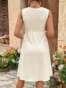 SHEIN Đầm cho bà bầu màu trơn cổ tròn thiết kế xoắn, kiểu dáng thường ngày, thích hợp cho con bú. - Màu be - Xem 2