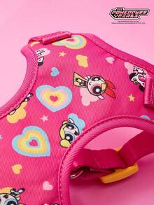 THE POWERPUFF GIRLS X PETSIN Cartoon Heart Print Pet Harness, Suitable For Cute Pets - Red - View 3