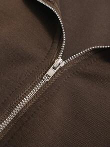 Airaco 3pcs Set: Vintage American Style Half-Zip Solid Color Drawstring Hem Sweatshirt - Multicolor - View 4