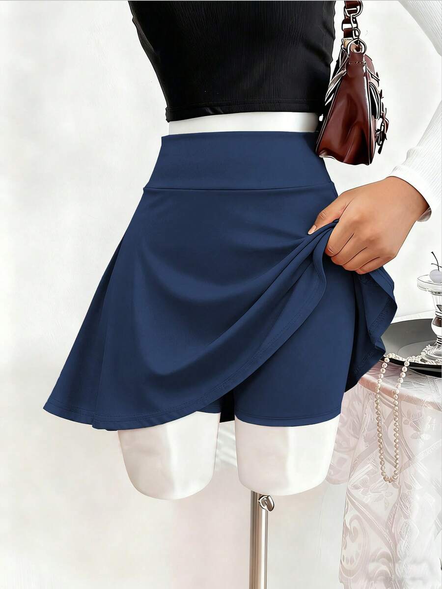 Girls' Casual Versatile Sports & Ballet Dance Leggings Skirt - Navy Blue - View 1