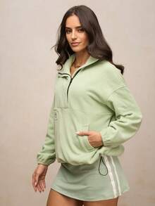 Activina Women's Black Color Patchwork High Waist Casual Sports Skirt & Skort For Tennis & Daily Wear Athletic Skorts - Mint Green - View 7