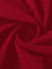 SHEIN PETITE Petite Women Commuter Simple Versatile Fold-Up Pants - Red - View 4