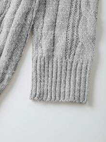 SHEIN Franclia 新款秋冬欧美休闲高领修身中长针织毛衣连衣裙 - 淺灰色 - 查看 4